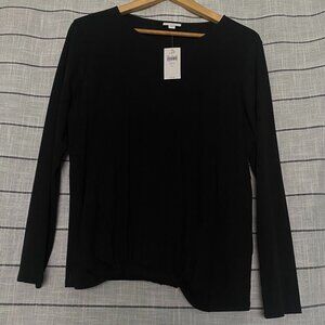 J. Jill Black Long-Sleeved Top with front detail L